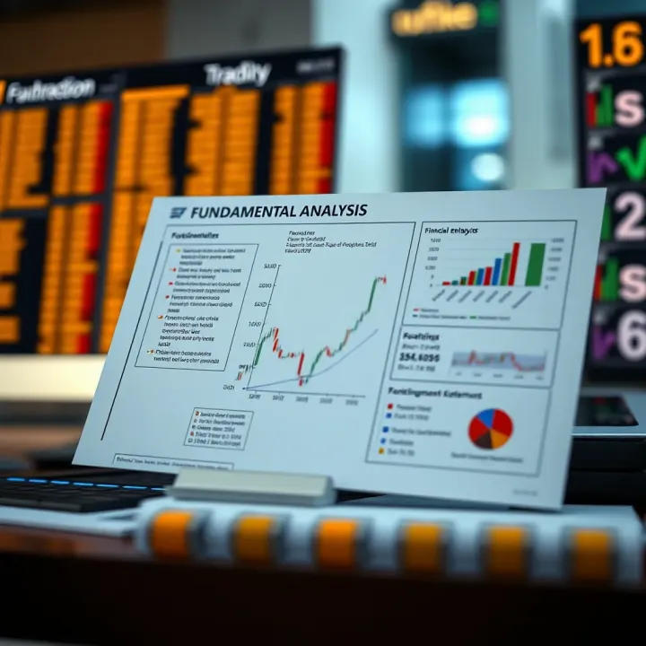 Diagram illustrating factors considered in fundamental analysis including financial statements and economic data
