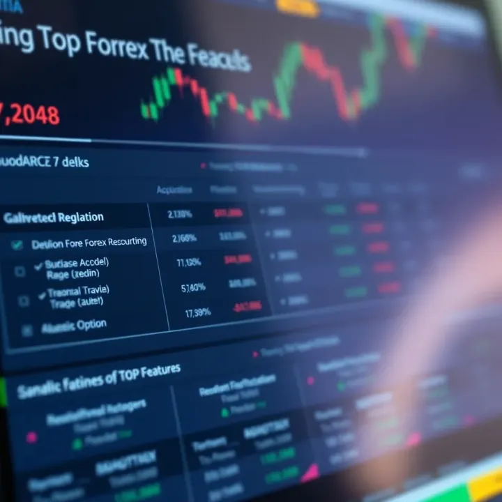 Comparison table showing features of various forex brokers including regulations, account types, and platform options