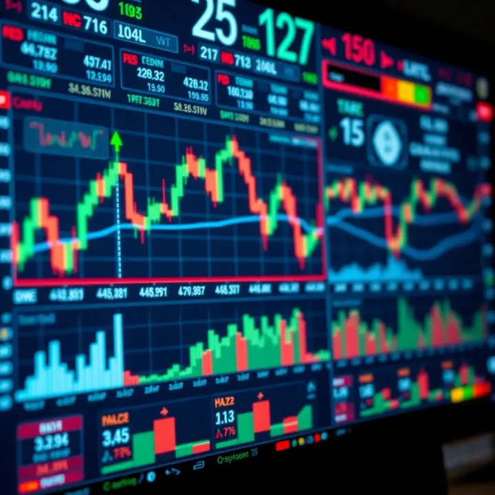 Dashboard of a trading platform showing charts, indicators, and real-time market data