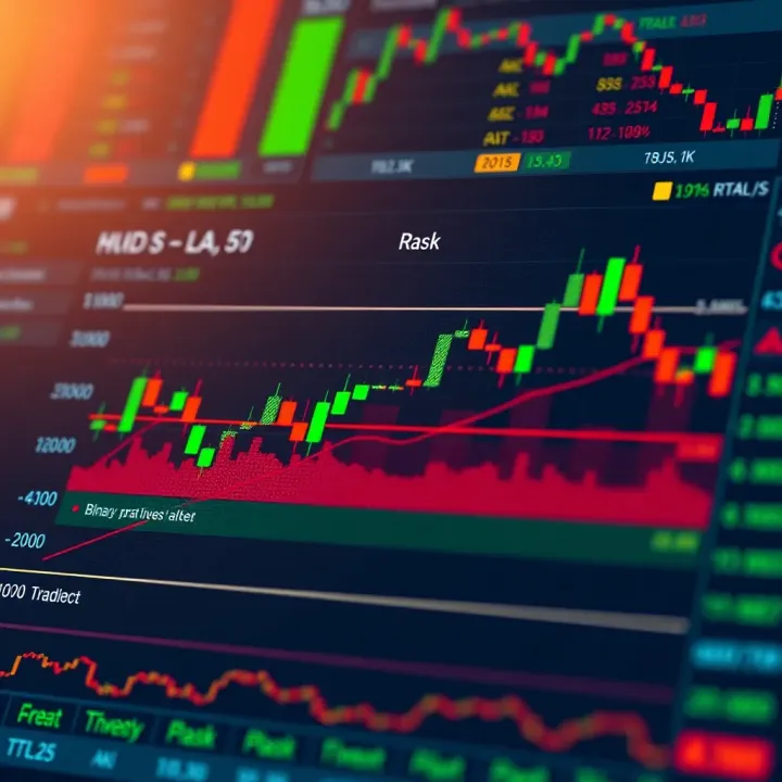 Binary options trading chart showing potential investment outcomes and risk levels