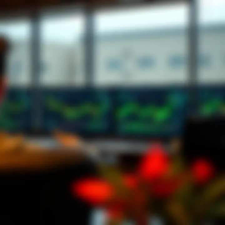 Television screen displaying binary options trading charts and financial data