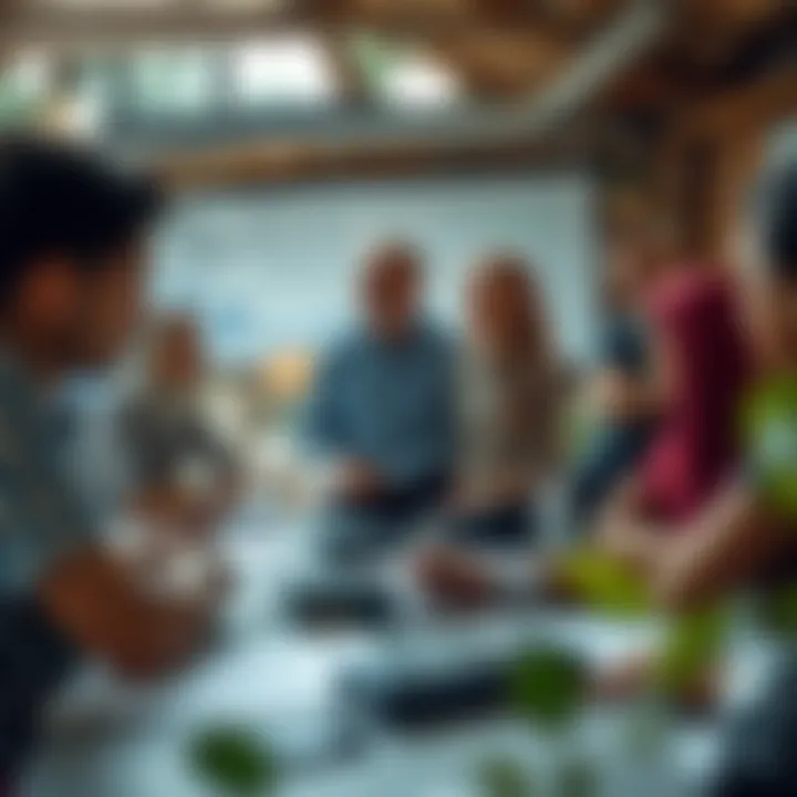 Collaboration Between Community and Institutions in Disaster Management Community members and institutions collaborating in a disaster risk management planning meeting.