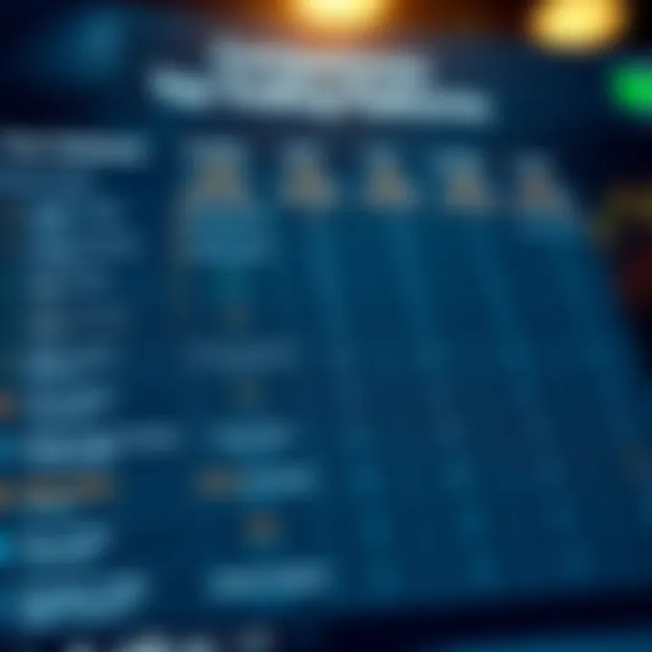 Comparison chart showing key features of free trading platforms