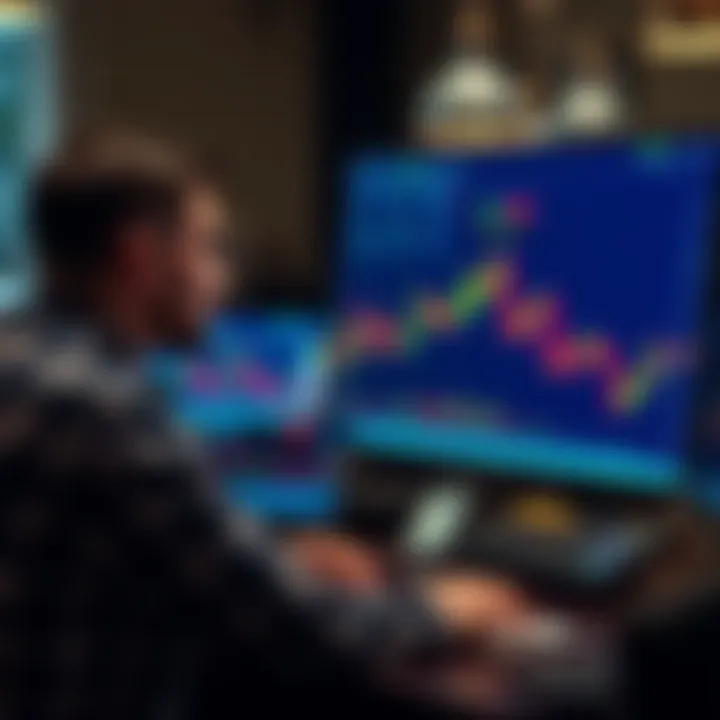 Conceptual illustration of practice trading with virtual funds in binary options platform