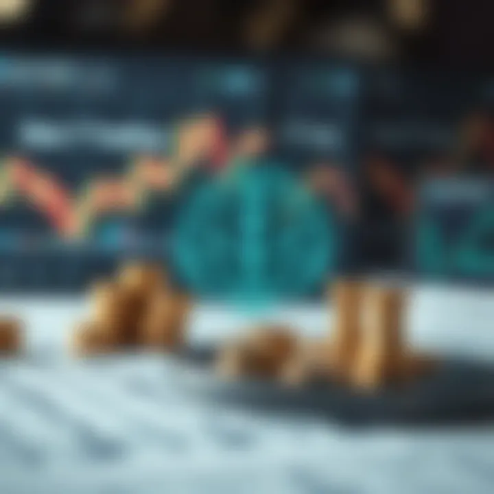 Illustration of risk management and trading psychology elements with charts and brain icon