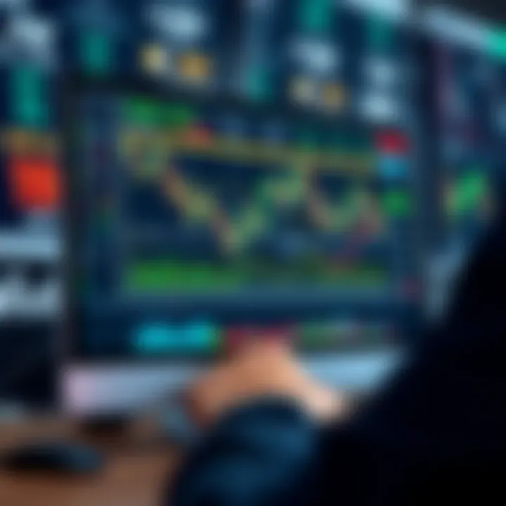 Digital representation of financial charts and graphs on a screen symbolizing trading education in PDF format