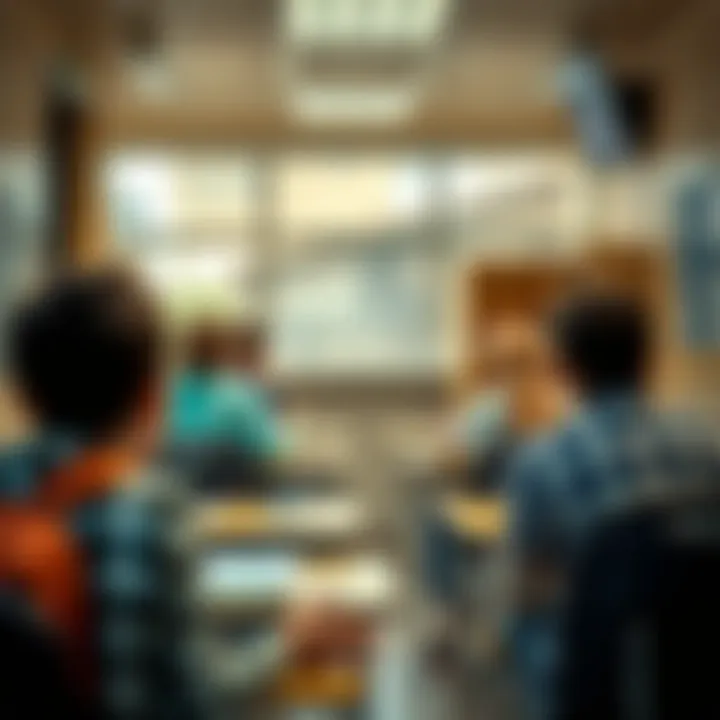 Community Engagement and Safety Strategies in Schools Illustration showing community engagement and safety strategies within a school environment