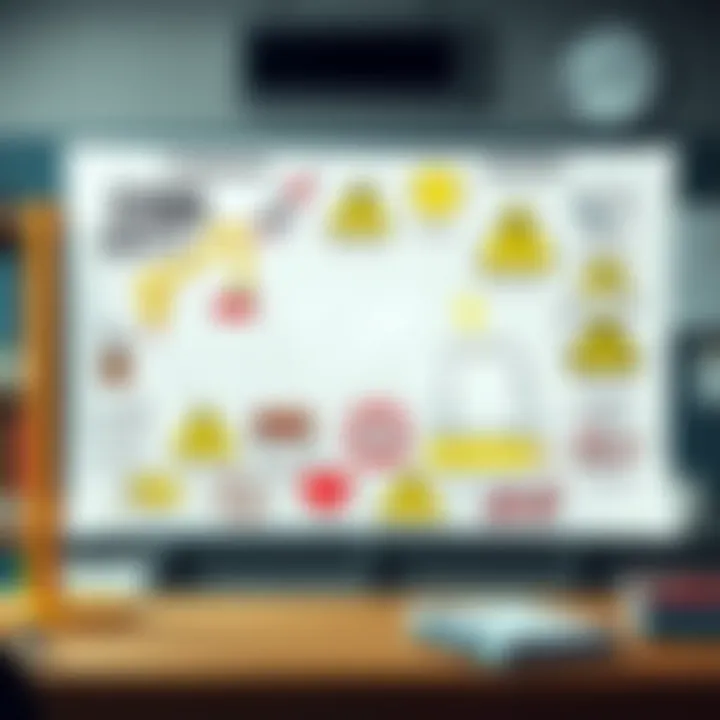 Colorful drawing showing various school safety hazards highlighted to raise awareness