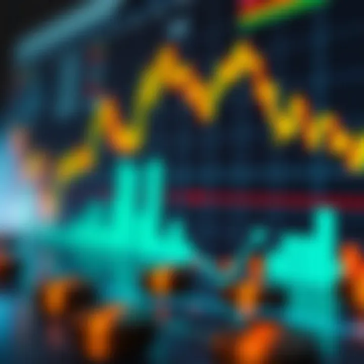 Conceptual illustration of forex funding companies and trading with financial charts and global currency symbols