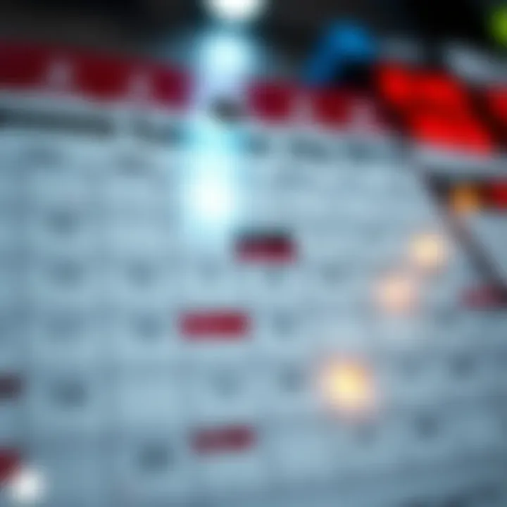 Calendar displaying key economic event dates and times for trading decisions