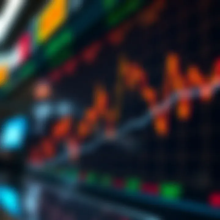 Graph showing currency exchange rate fluctuations in forex market