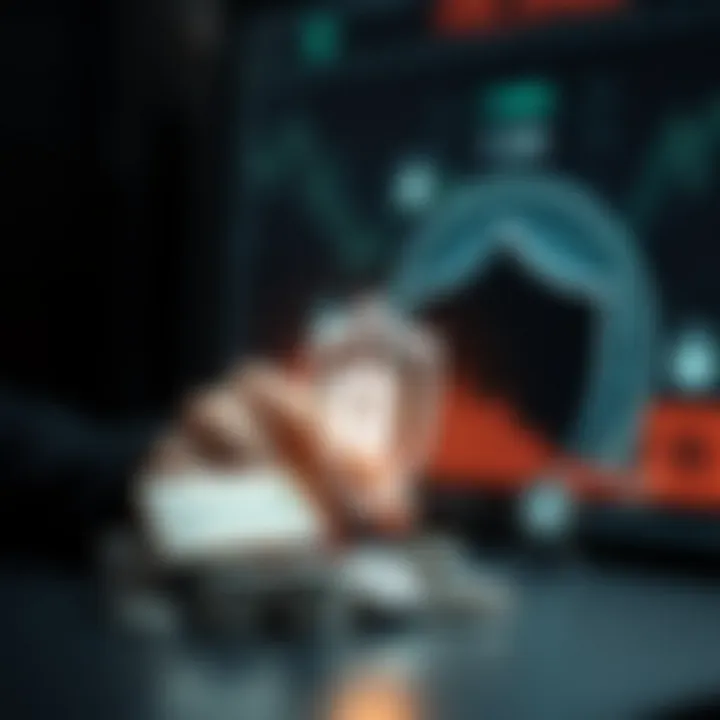 Secure online investment concept with shield protecting money and secure transaction icons