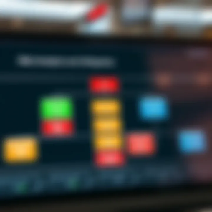 Flowchart depicting risk analysis stages with colorful blocks representing assessment and mitigation strategies