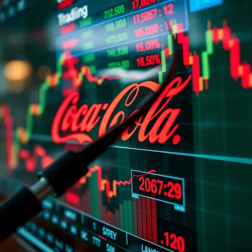 Analyzing Coca-Cola Stock Market Trends Close-up view of fluctuating stock market graph showing financial data trends