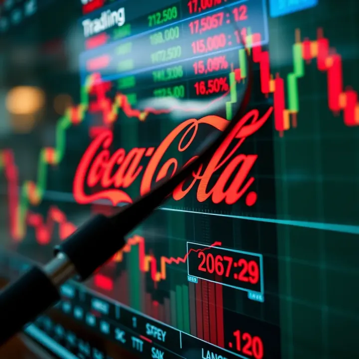 Analyzing Coca-Cola Stock Market Trends Close-up view of fluctuating stock market graph showing financial data trends