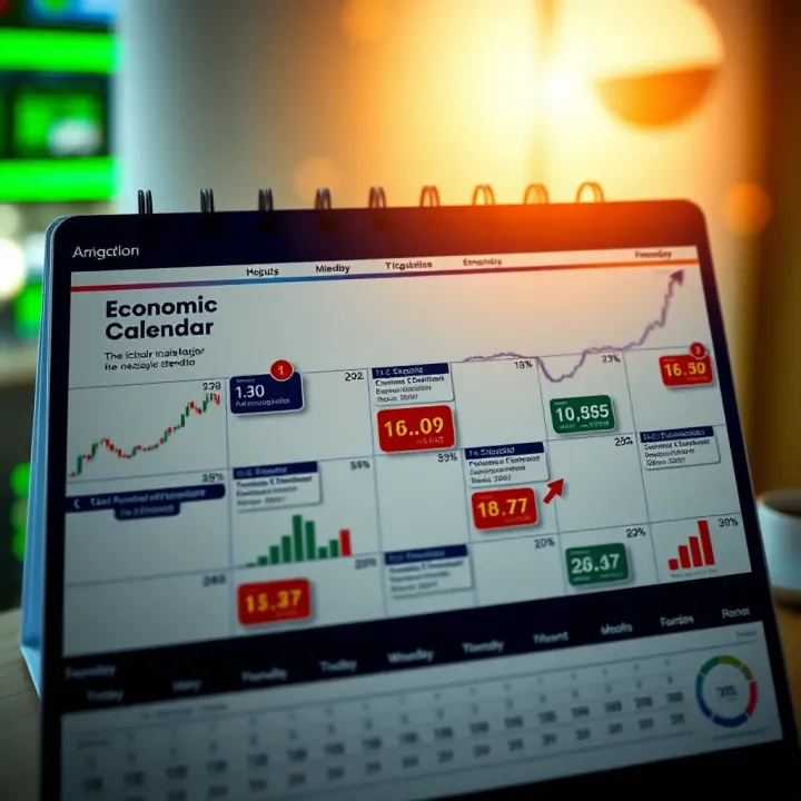 Calendar highlighting key economic events in Colombia with financial icons