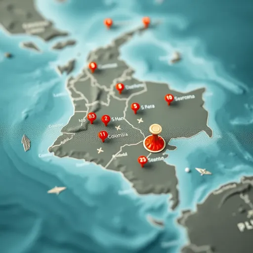 Regional Distribution and Valuation of Colombian Islets Map highlighting various regions in Colombia with marked islet locations and pricing indicators
