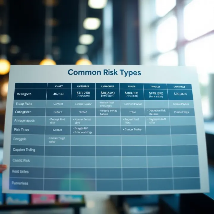 Common Risk Types and Management Tools Chart showing different categories of common risks and tools used for their effective management