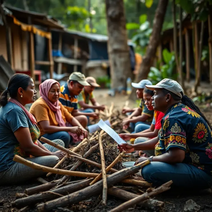 Community and Sector Collaboration for Territorial Resilience Illustration depicting community and sector collaboration strengthening territorial resilience in disaster risk prevention