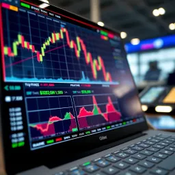 Digital Trading Platform for Binary Options Illustration of digital trading platform interface displaying binary options charts and market data
