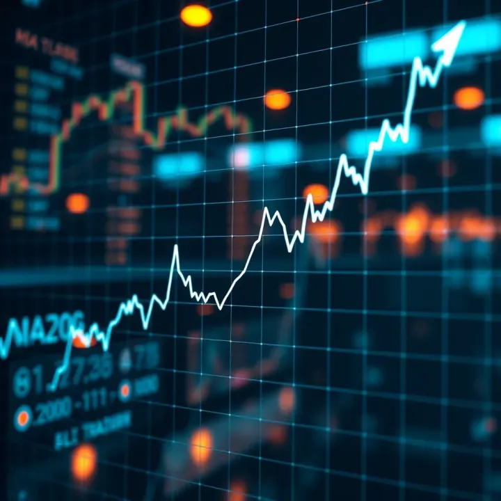 Graph showing growth trends with multiple traders connected by digital lines