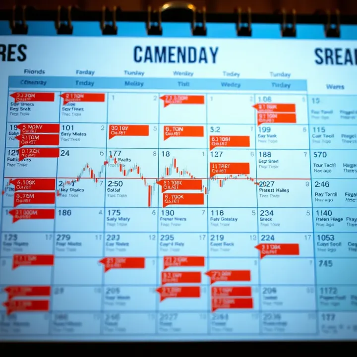 Illustration of an economic calendar showing key financial events and dates relevant to investment decisions