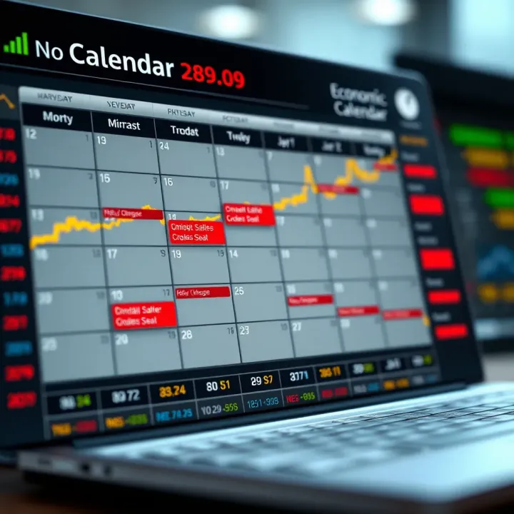 Economic calendar displaying various financial events and indicators