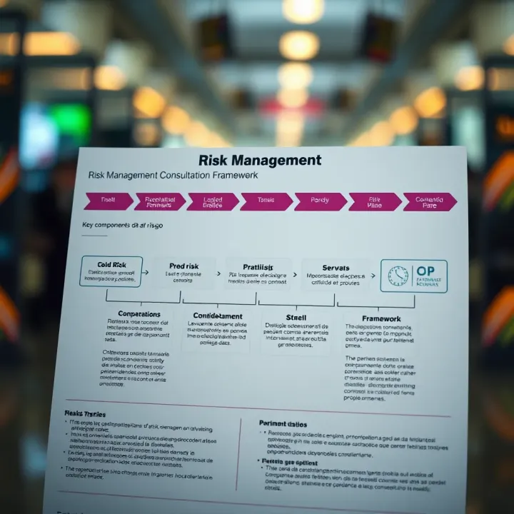 Diagram illustrating the risk management consultation framework with key components and evaluation criteria