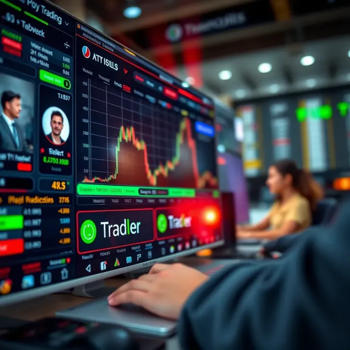 User interface of a trading platform displaying expert trader profiles and real-time replicated transactions