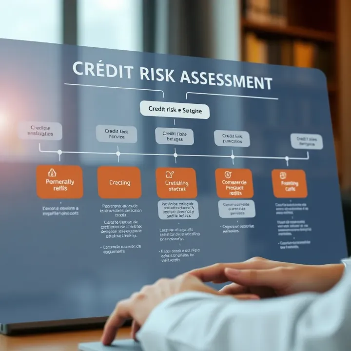 Flowchart illustrating credit risk assessment stages and decision points