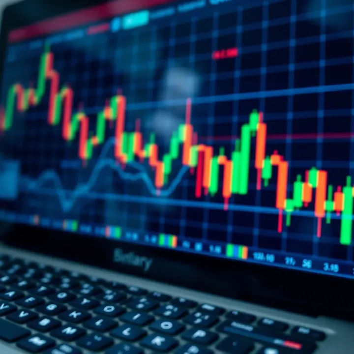 Illustration of a digital financial chart with key indicators for binary options
