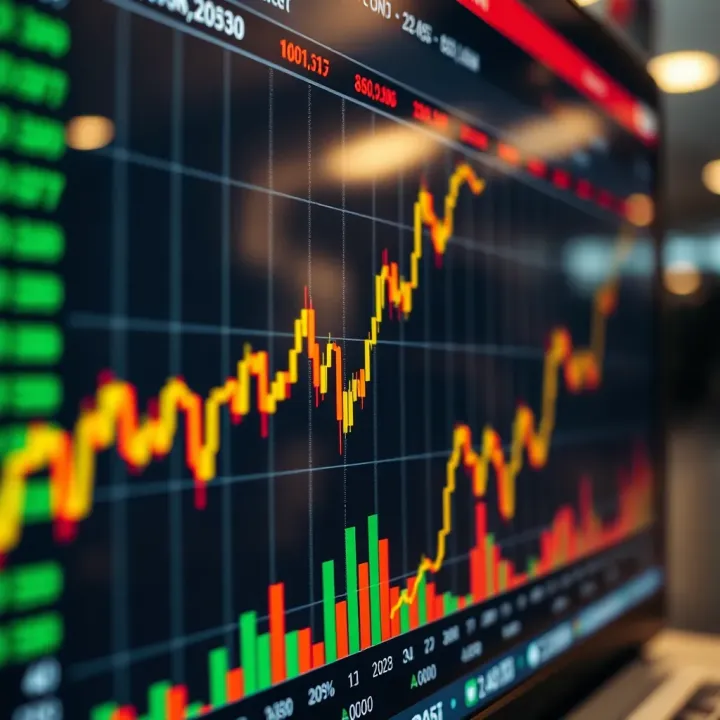 Detailed financial market chart showing trends influenced by US economic data releases