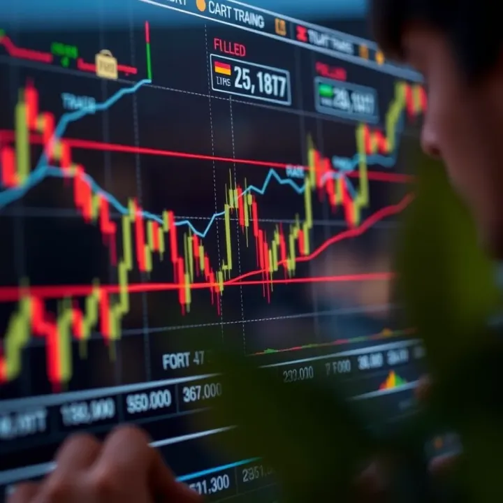 Visual diagram of technical indicators and trend lines used for forex market analysis