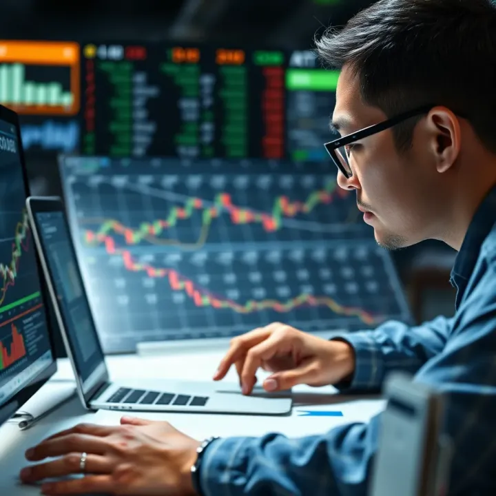 Forex trader analyzing economic calendar data for market predictions