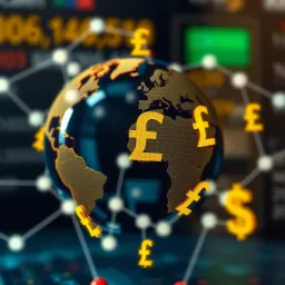 Interconnected Global Currency Symbols in Forex Trading Global currency symbols interconnected representing Forex trading