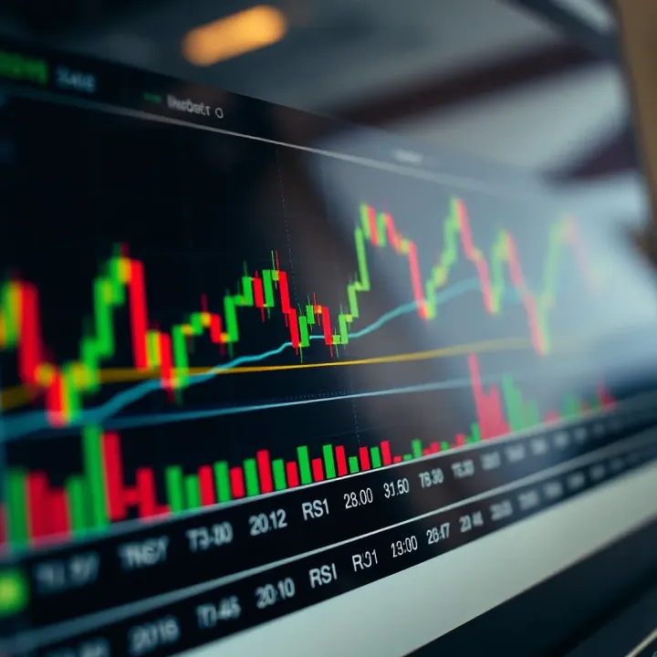 Graph showing various technical indicators used in Forex trading such as moving averages and RSI