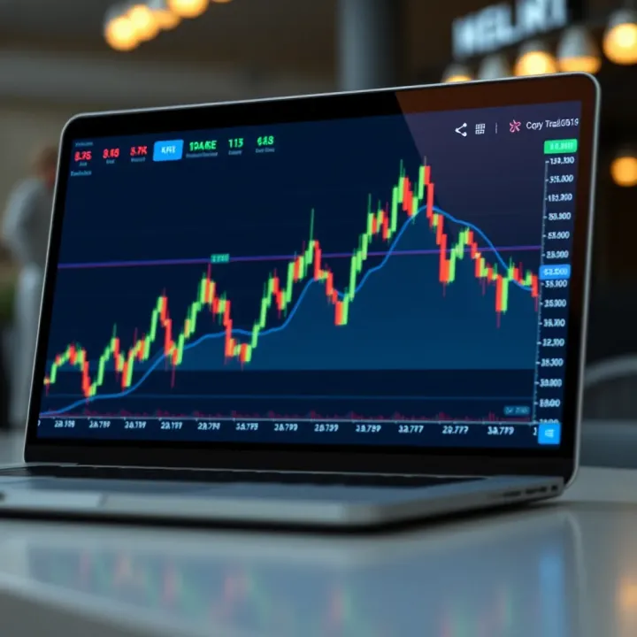 Graph displaying financial trends and automatic trade replication