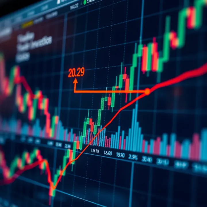Graph displaying technical indicators and trend lines on a financial asset chart