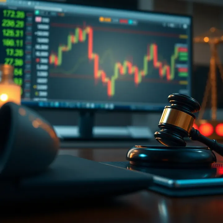 Financial strategy concept illustrating investment risks and legal considerations in binary options