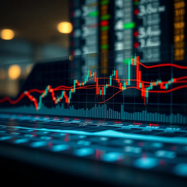 Graphical representation of market trends using moving averages and support resistance levels