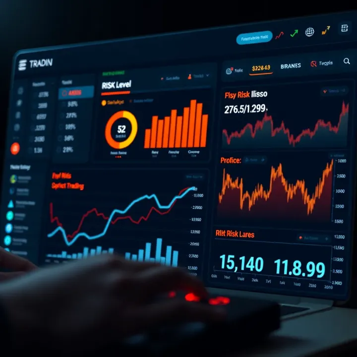 Dashboard interface showing risk levels and analytics for business management