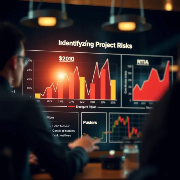 Diagram illustrating the identification and analysis of project risks using charts and data visualization tools