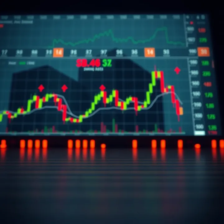 Graph showing price fluctuations and key points in swing trading strategy