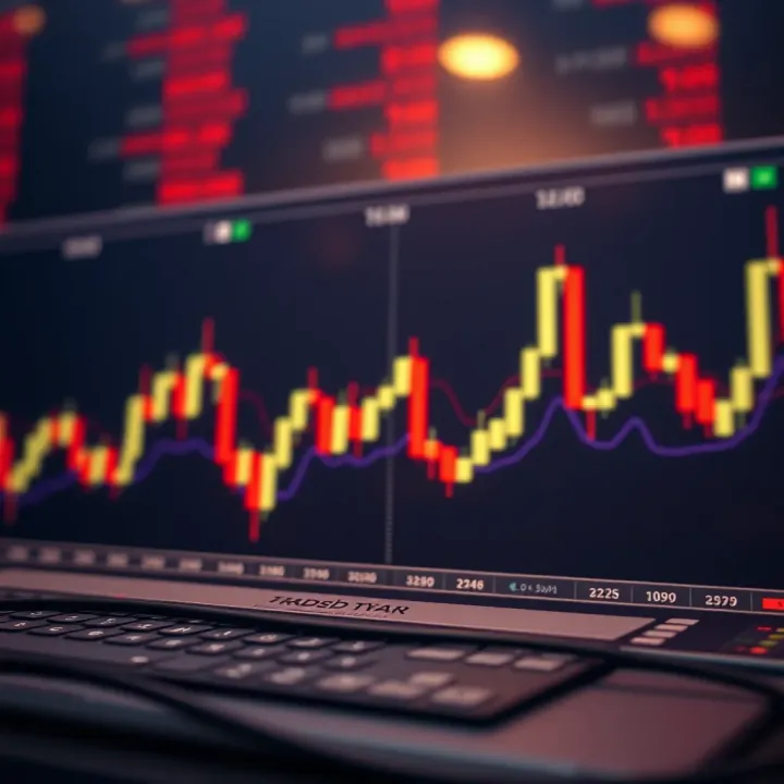 Graph showing candlestick patterns indicating market trends