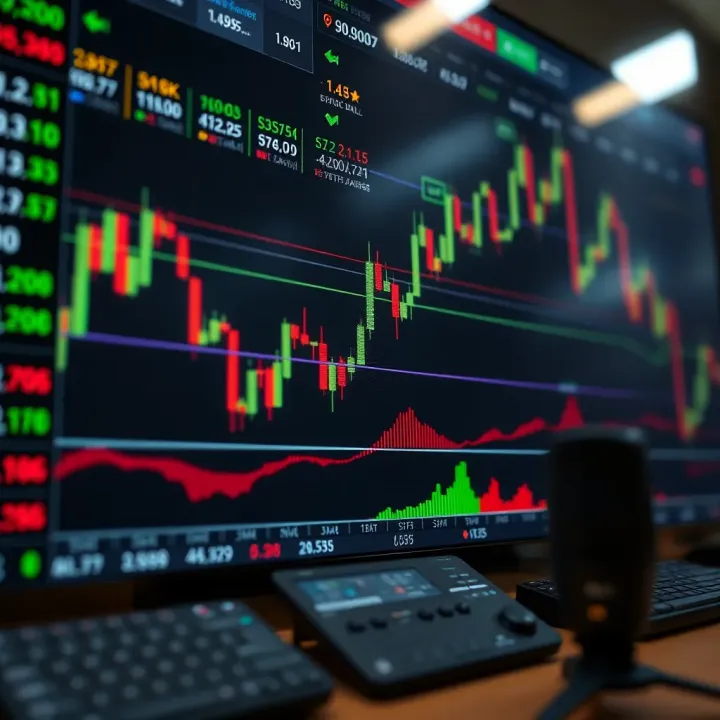 Financial market chart displaying price movements and technical indicators