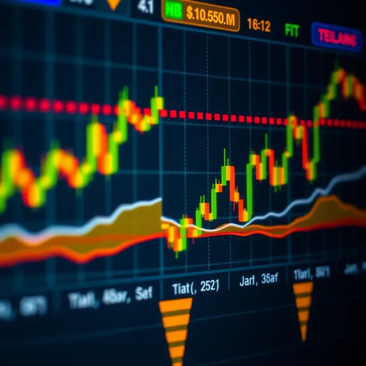 Key Technical Analysis Indicators on Market Chart Chart showing various technical analysis indicators on a financial market graph