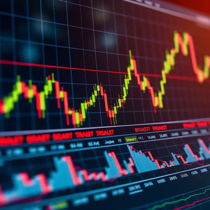 Line and candlestick financial charts showing market trends and price movements