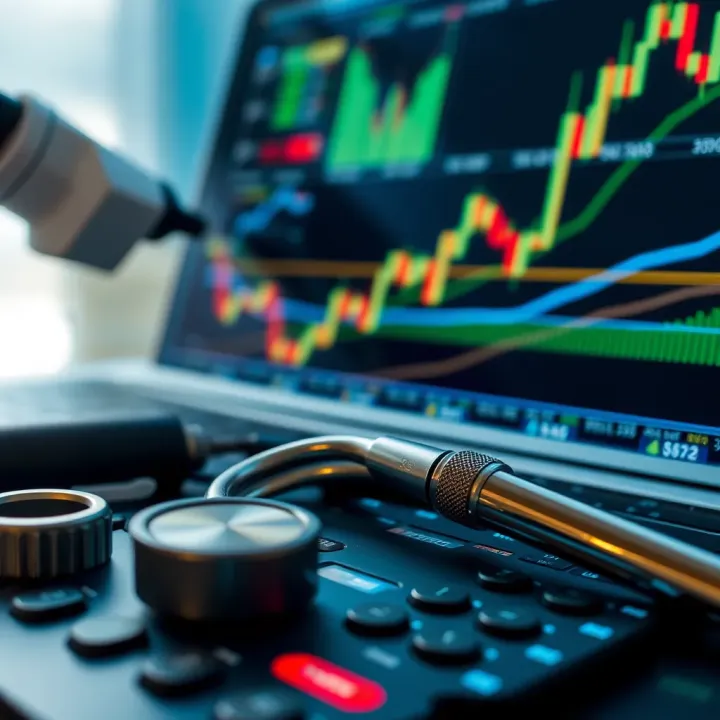 Set of common technical analysis tools including trend lines, moving averages, and volume indicators