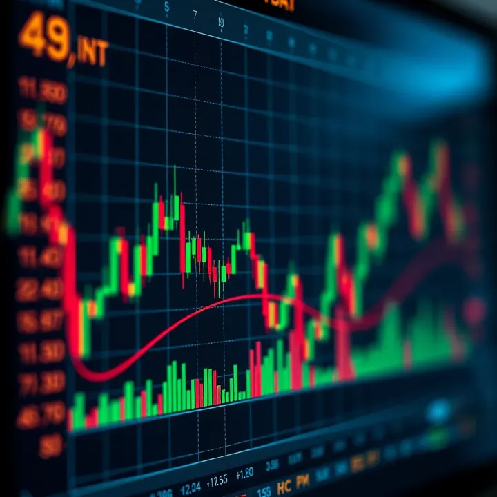 Graph showing different technical indicators like moving averages and RSI applied to stock price movements