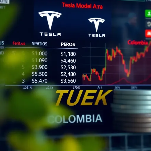 Tesla Model Prices and Currency Exchange Trends in Colombia Chart showing Tesla model prices in Colombian pesos alongside currency exchange rate fluctuations
